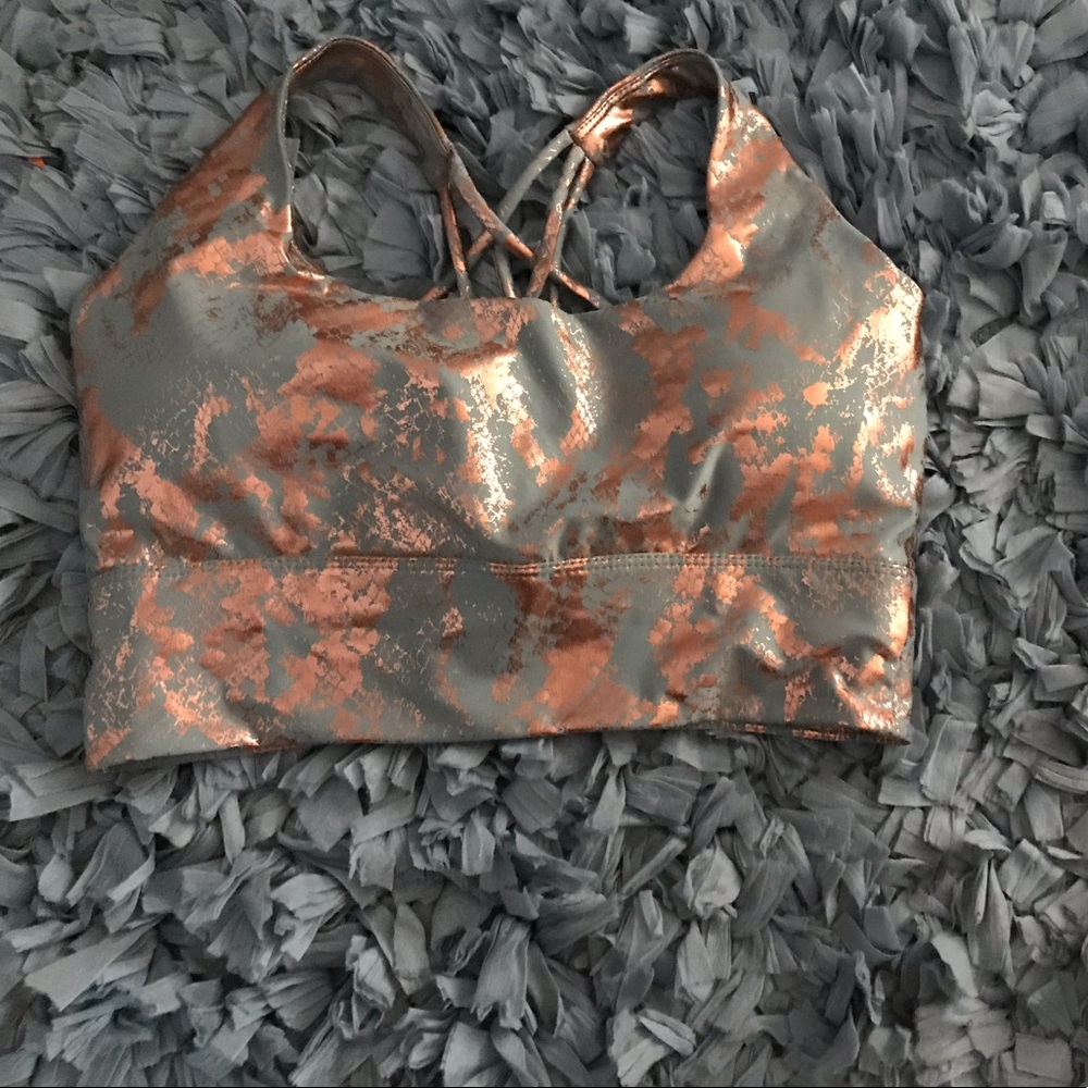 NWT snake skin gold and green sports bra w cups